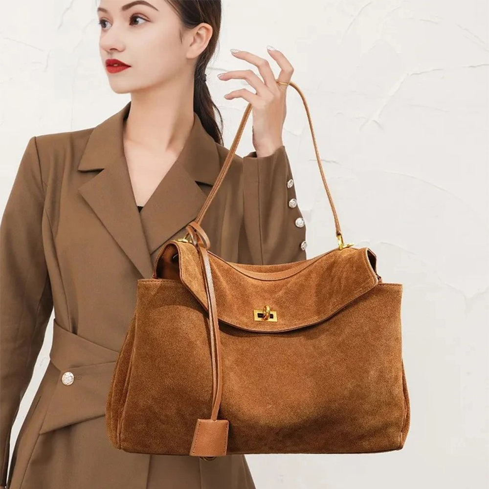 Luxury Tote Bags With Zipper - 가을 겨울 여성 스웨이드 정품 가죽