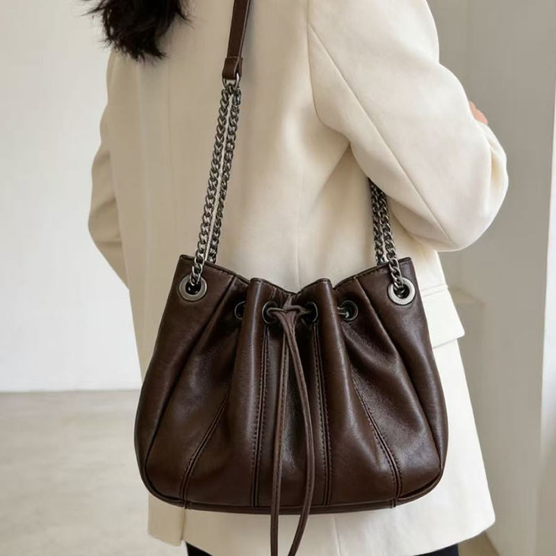 Luxury Quilted Bags - 패션 드로스트링 버킷백 고급 퀼팅 숄더백