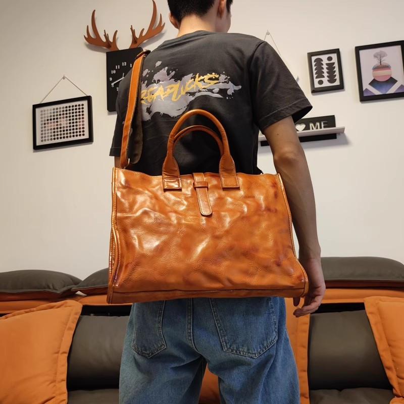 Luxury Bags For Laptop - 심플 빈티지 천연 가죽 남성 서류