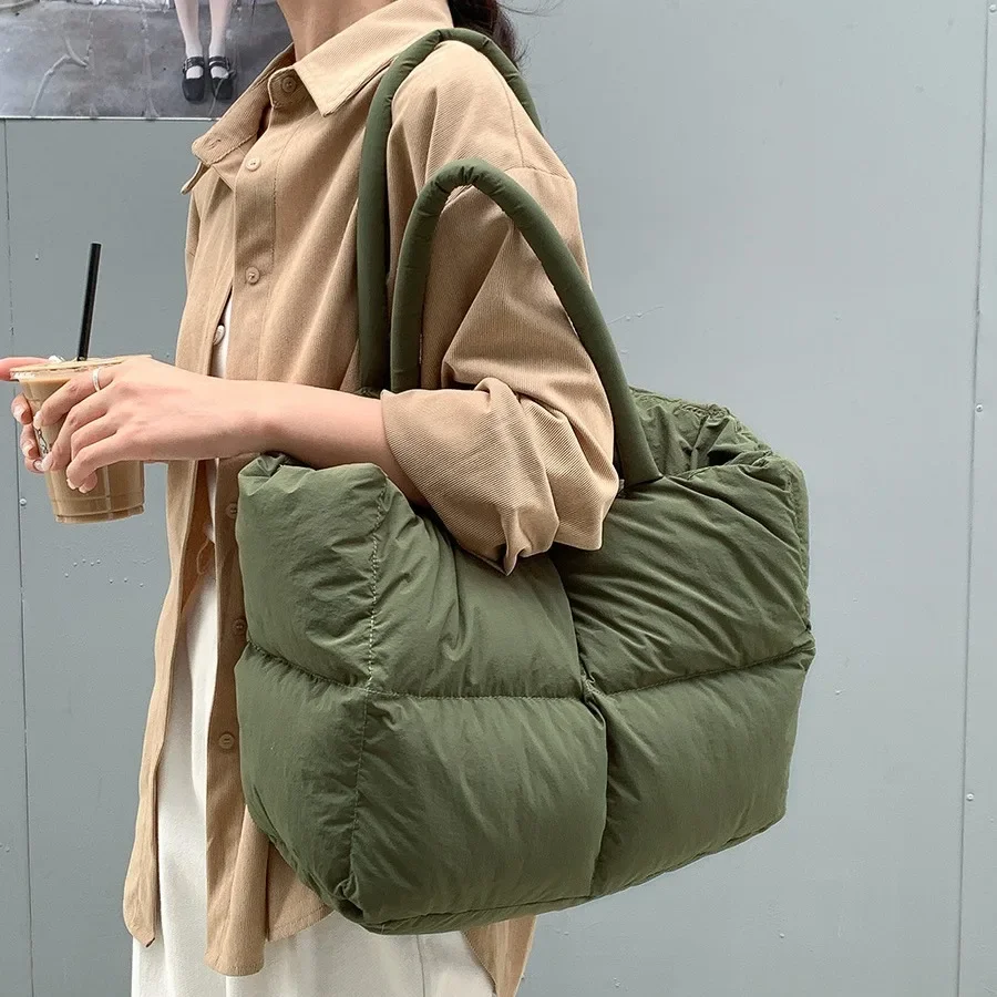Luxury Quilted Bags - 코튼 패딩 토트 대형 퀼트 여성