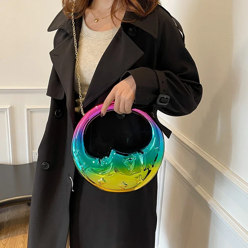 Luxury Bags Sell - 여름 고급 PVC 메탈릭 광택 하프문