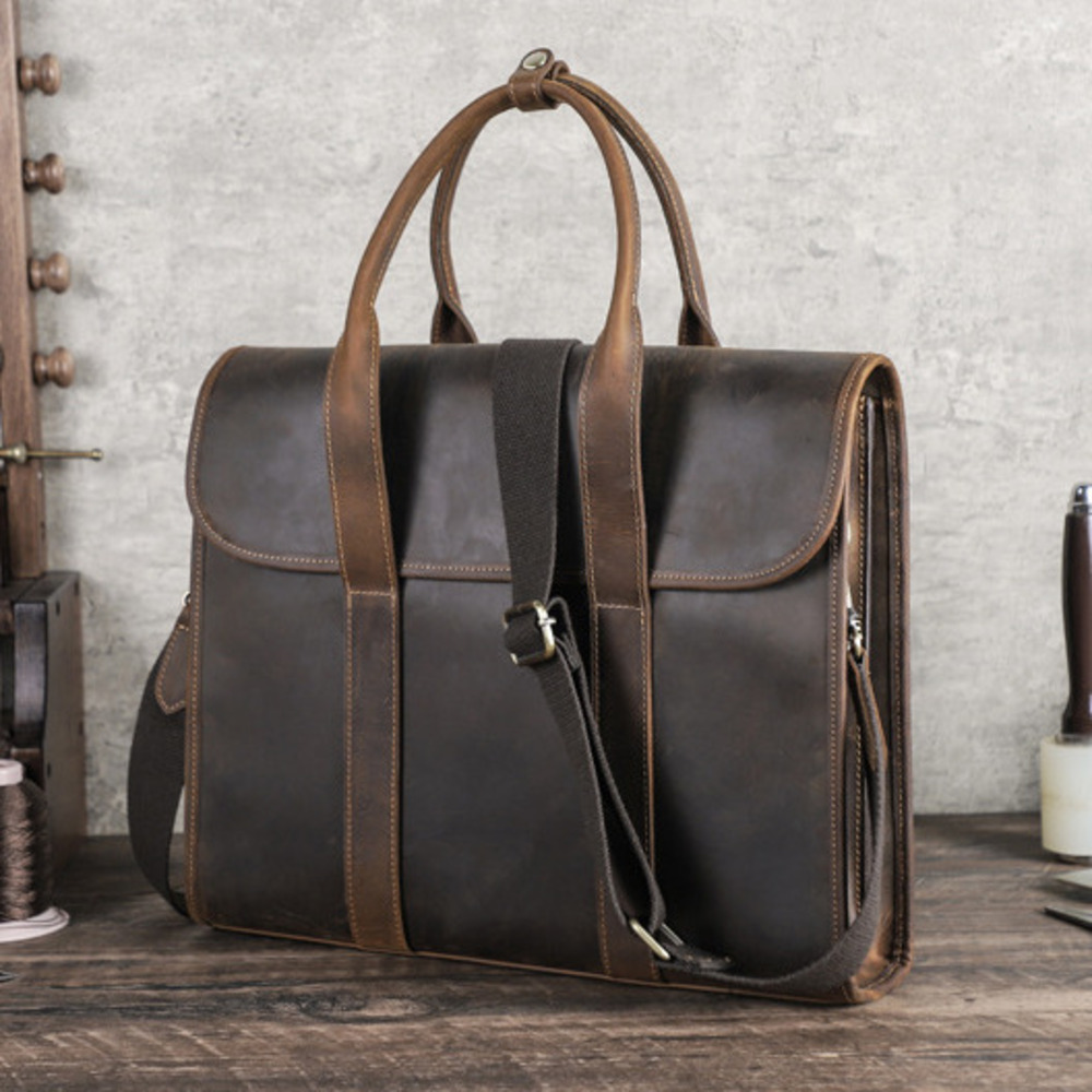 Luxury Bags For Laptop - 2025 블랙 크레이지 호스 남성용 14인치