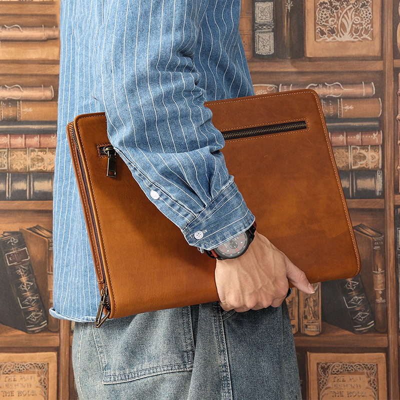 Luxury Bags For Laptop - 크레이지 호스 가죽 아이패드 케이스, 12.9