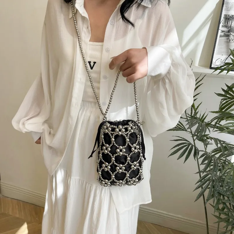 구슬 장식 흰색 버킷 숄더 및 크로스 바디 백 여성을위 - Luxury Bags On Sales 리뷰 및 가격