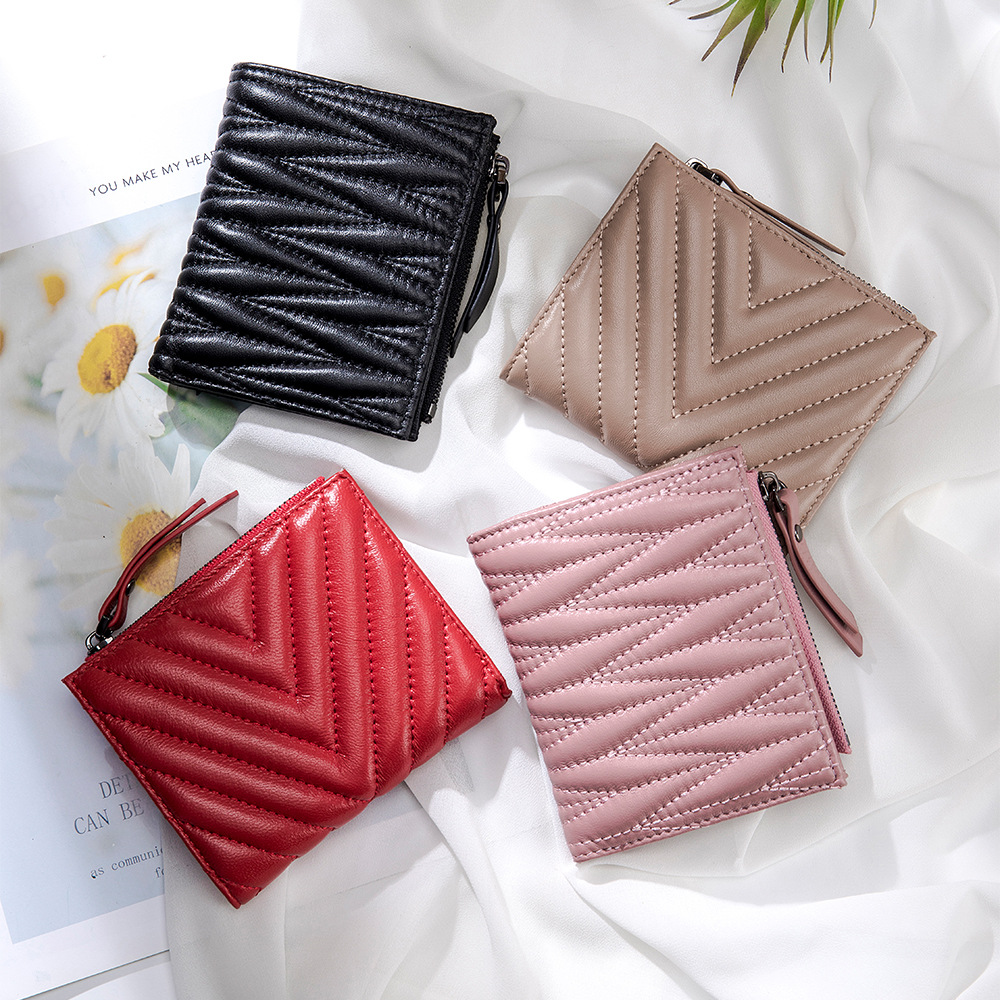 여성을위한 정품 양피 럭셔리 누비 이불 가죽 짧은 지갑 - Luxury Quilted Bags 리뷰 및 가격
