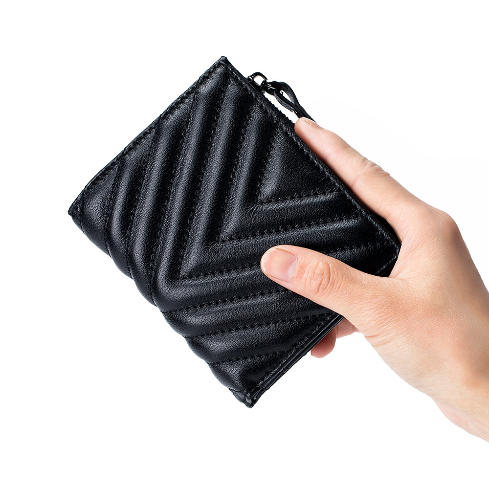 여성을위한 정품 양피 럭셔리 누비 이불 가죽 짧은 지갑 - Luxury Quilted Bags 리뷰 및 가격