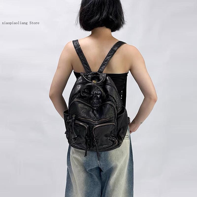 럭셔리 소프트 워시드 PU 가죽 백팩 트렌드 대학 가방 - Luxury Bags Girls 리뷰 및 가격