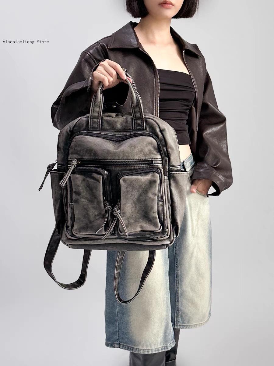 럭셔리 소프트 워시드 PU 가죽 백팩 트렌드 대학 가방 - Luxury Bags Girls 리뷰 및 가격