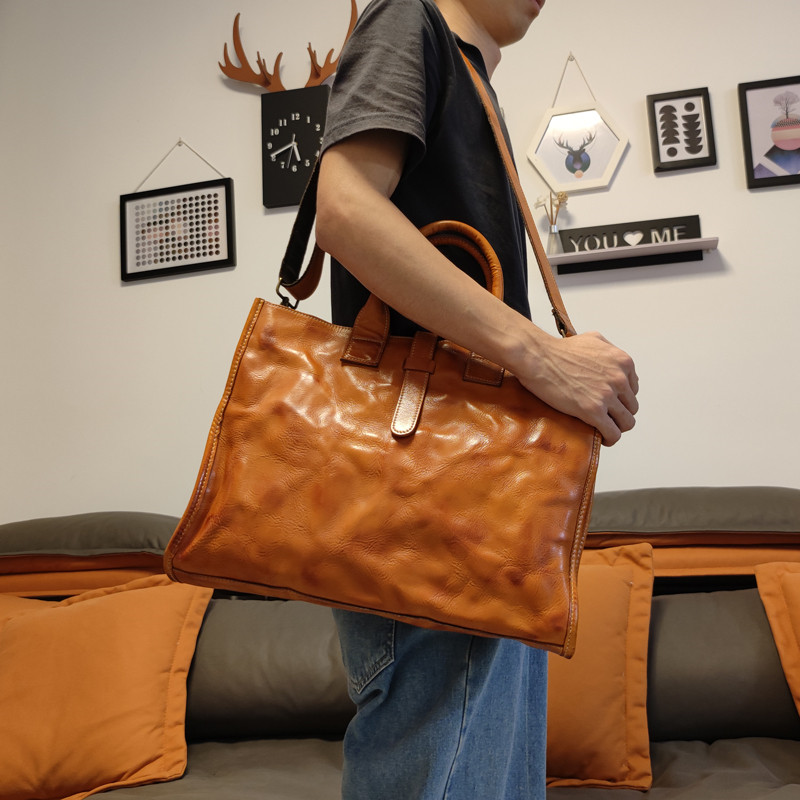 심플 빈티지 천연 가죽 남성 서류 가방 비즈니스 캐주얼 - Luxury Bags For Laptop 리뷰 및 가격
