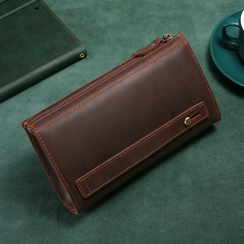 남성용 클러치 롱 핸드백 비즈니스 빈티지 소가죽 남성용 - Accordion Wallet Zip 리뷰 및 가격