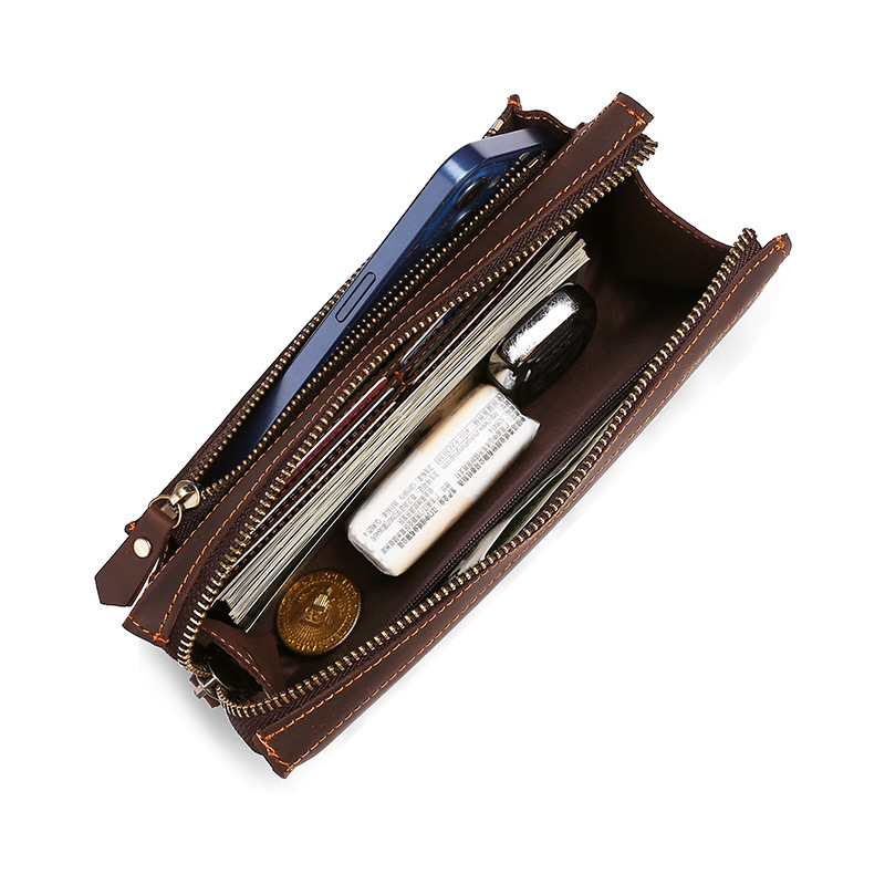 남성용 클러치 롱 핸드백 비즈니스 빈티지 소가죽 남성용 - Accordion Wallet Zip 리뷰 및 가격