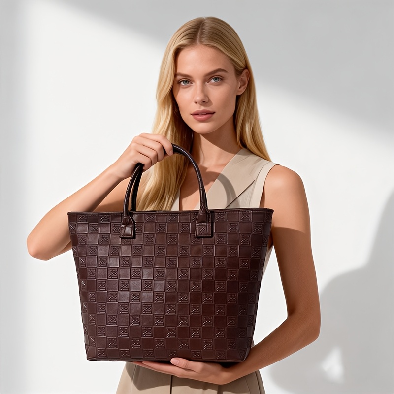 라이트 럭셔리 딥 브라운 퀼트 패턴 여성용 토트백, 대 - Luxury Quilted Bags 리뷰 및 가격