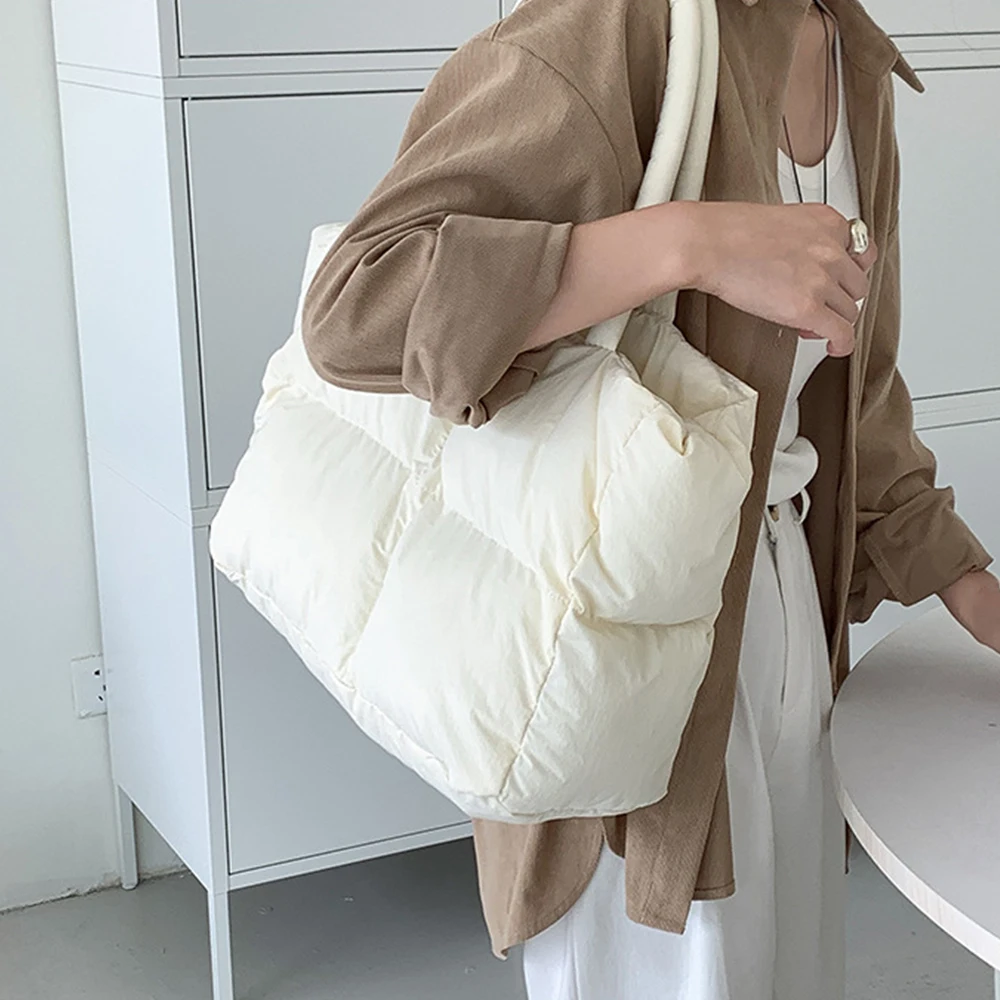코튼 패딩 토트 대형 퀼트 여성 숄더 백 푹신한 공간  - Luxury Quilted Bags 리뷰 및 가격
