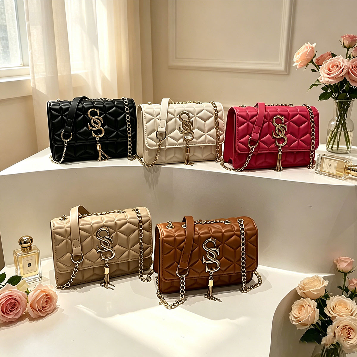 라이트 럭셔리 트렌드 아가일 퀼트 스몰 스퀘어 백 메탈 - Luxury Quilted Bags 리뷰 및 가격