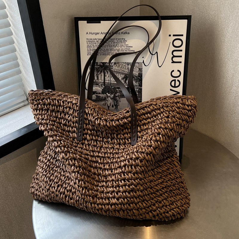 밀짚 짠 토트 백 캐주얼 대형 럭셔리 디자인 용량 핸드 - Luxury Tote Bags With Zipper 리뷰 및 가격