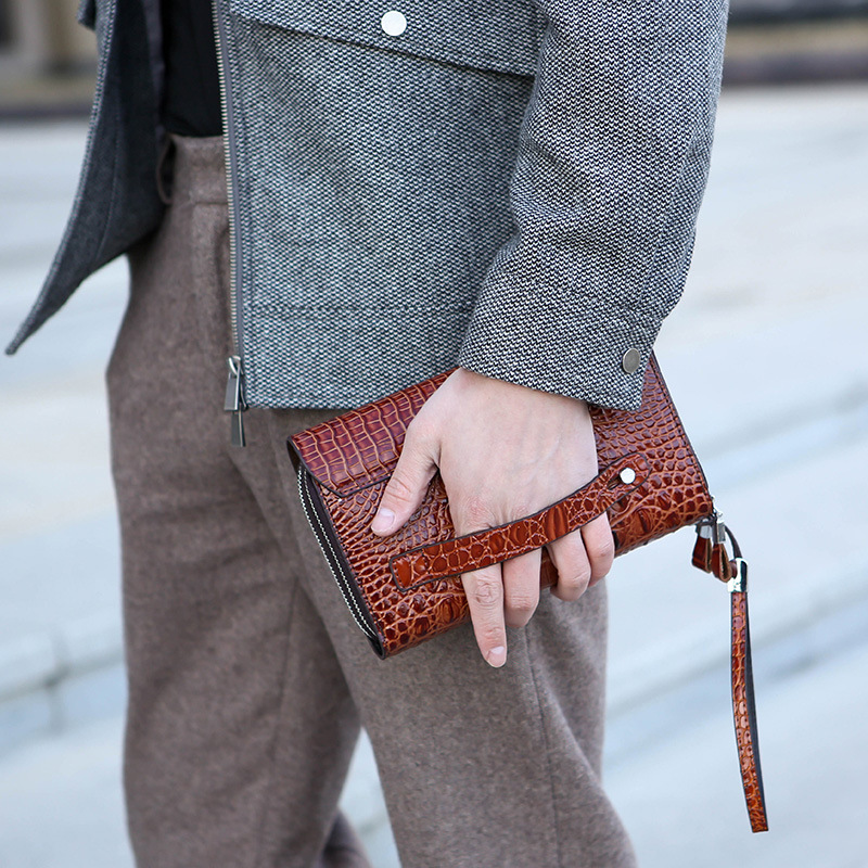 새로운 남성용 가방 악어 무늬 핸드백 남성용 더블 지퍼 - Luxury Bags England 리뷰 및 가격