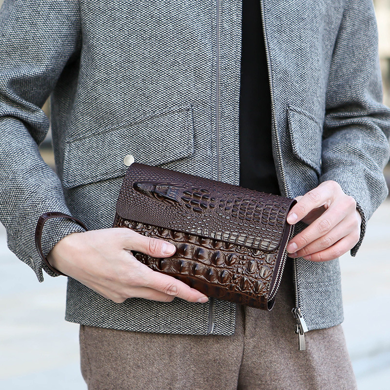 새로운 남성용 가방 악어 무늬 핸드백 남성용 더블 지퍼 - Luxury Bags England 리뷰 및 가격