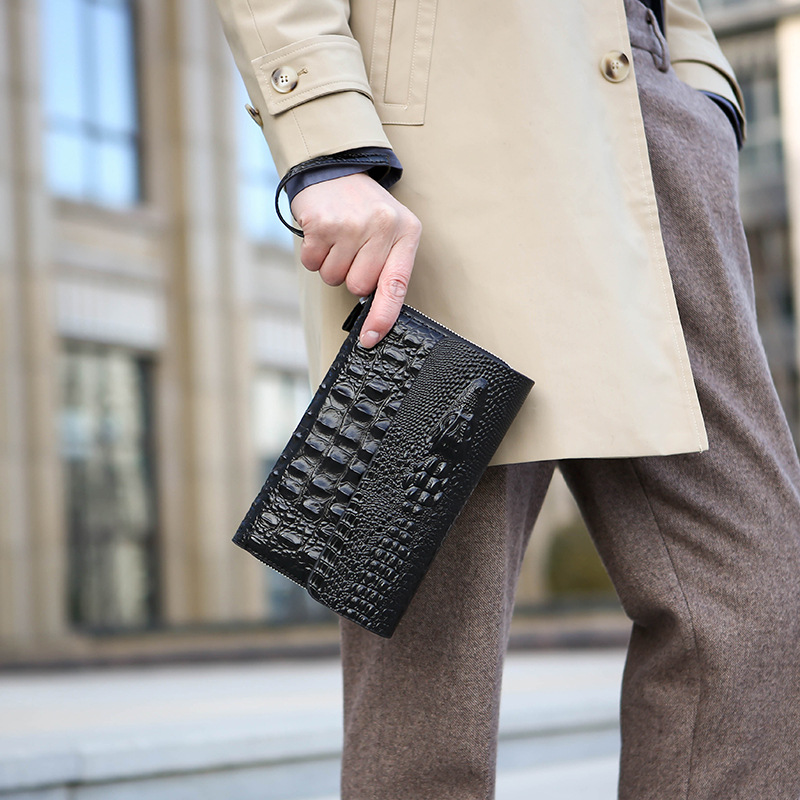 새로운 남성용 가방 악어 무늬 핸드백 남성용 더블 지퍼 - Luxury Bags England 리뷰 및 가격