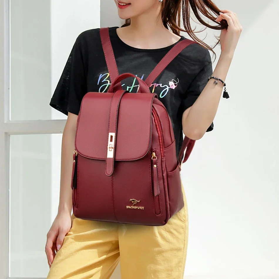 여성 가죽 대용량 배낭 여자를위한 고품질 빈티지 학교  - Luxury Bags Girls 리뷰 및 가격