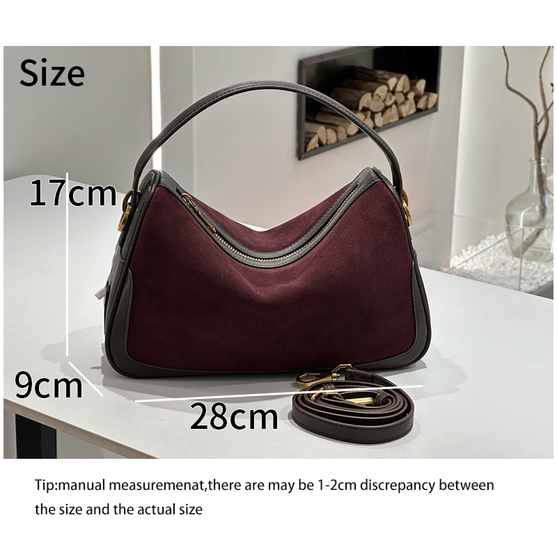 여성용 정품 가죽 핸드백 스웨이드 가방 숄더백 레트로  - Luxury Bags On Sales 리뷰 및 가격